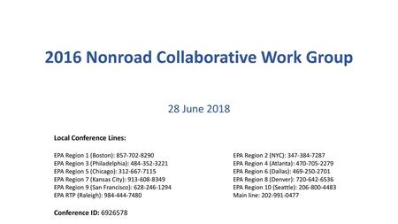 2016 Nonroad Collaborative Work Group