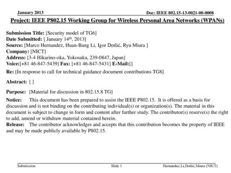 <month year> <doc.: IEEE doc> January 2013