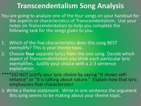 Transcendentalism Song Analysis