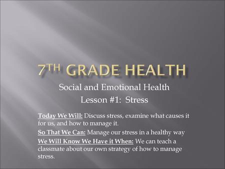 Social and Emotional Health