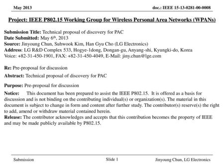 Submission Title: Technical proposal of discovery for PAC