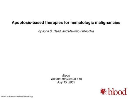 Apoptosis-based therapies for hematologic malignancies