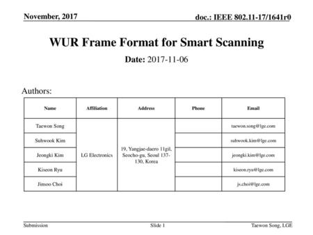 WUR Frame Format for Smart Scanning