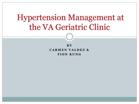 Hypertension Management at the VA Geriatric Clinic