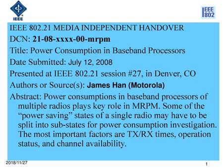 Title: Power Consumption in Baseband Processors