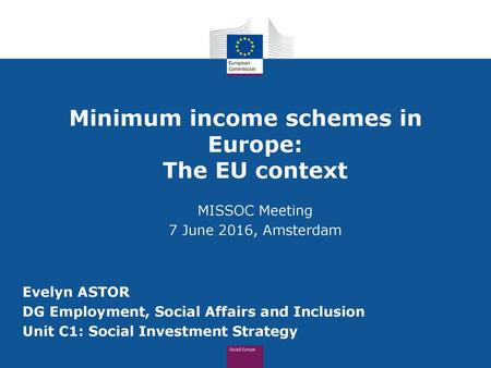 Minimum income schemes in Europe: The EU context