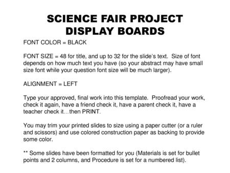 SCIENCE FAIR PROJECT DISPLAY BOARDS