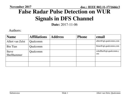 False Radar Pulse Detection on WUR Signals in DFS Channel