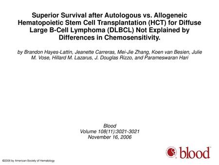 Superior Survival after Autologous vs