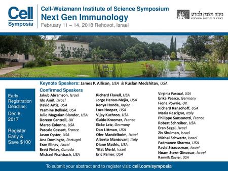 Next Gen Immunology Cell-Weizmann Institute of Science Symposium