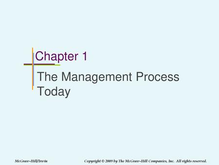 The Management Process Today