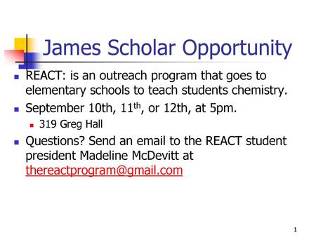 James Scholar Opportunity