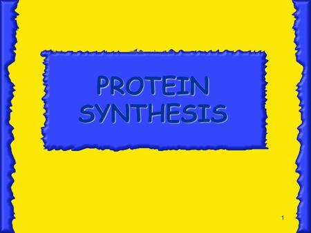 PROTEIN SYNTHESIS.