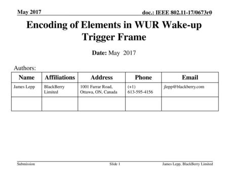 Encoding of Elements in WUR Wake-up Trigger Frame