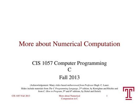 More about Numerical Computation