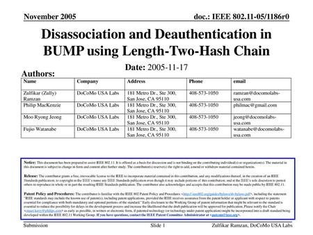 Month Year doc.: IEEE yy/xxxxr0 November 2005