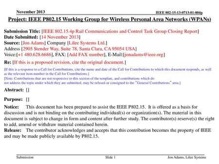 <month year> doc.: IEEE ptc November 2013