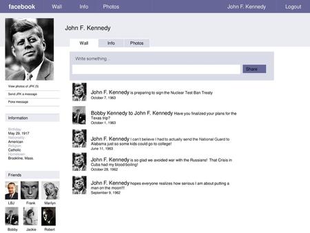 facebook John F. Kennedy Wall Info Photos John F. Kennedy Logout