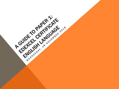 A guide to Paper 1: EDEXCEL certificate English language