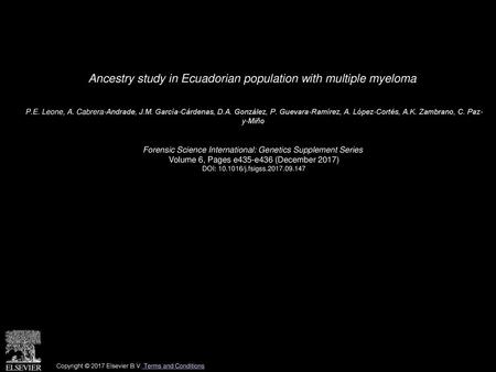 Ancestry study in Ecuadorian population with multiple myeloma