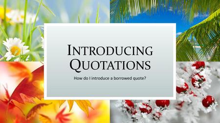 Introducing Quotations