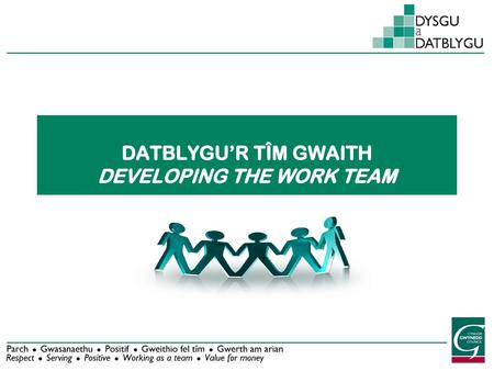 DATBLYGU’R TÎM GWAITH DEVELOPING THE WORK TEAM