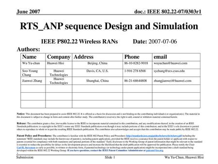 RTS_ANP sequence Design and Simulation