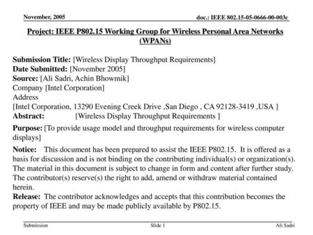 Submission Title: [Wireless Display Throughput Requirements]