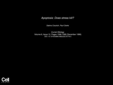 Apoptosis: Does stress kill?