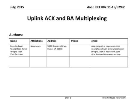 Uplink ACK and BA Multiplexing