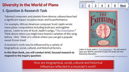 Diversity in the World of Piano 1. Question & Research Task