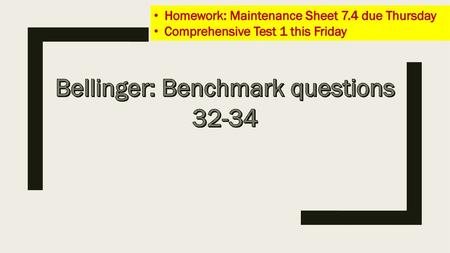 Bellinger: Benchmark questions