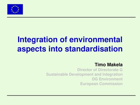 Integration of environmental aspects into standardisation