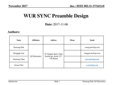 WUR SYNC Preamble Design