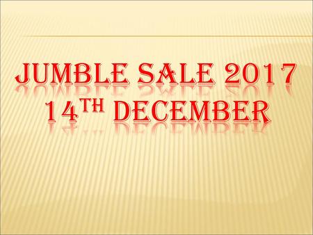 Jumble SalE th December