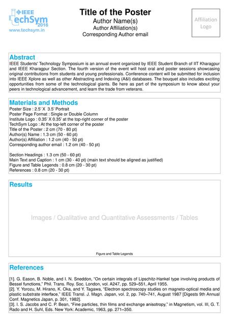 Title of the Poster Author Name(s) Abstract Materials and Methods