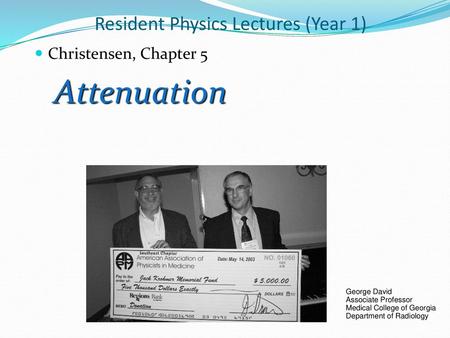 Resident Physics Lectures (Year 1)