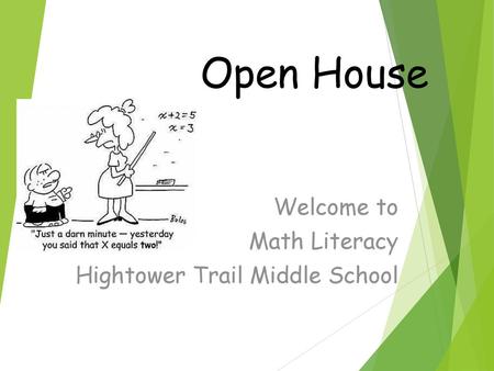 Welcome to Math Literacy Hightower Trail Middle School