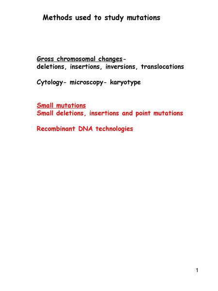 Methods used to study mutations