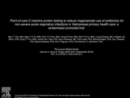 Point-of-care C-reactive protein testing to reduce inappropriate use of antibiotics for non-severe acute respiratory infections in Vietnamese primary.