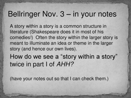 Bellringer Nov. 3 – in your notes