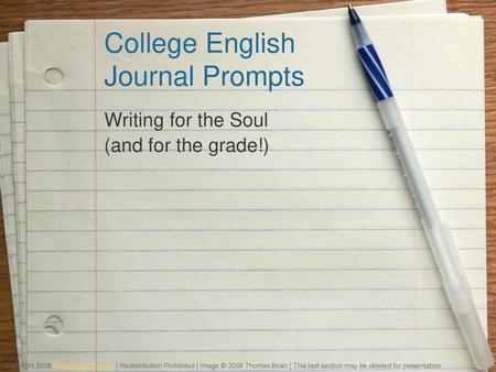 College English Journal Prompts