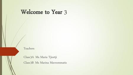 Welcome to Year 3 Teachers: Class 3A - Ms Maria Tjiortji