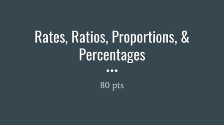 Rates, Ratios, Proportions, & Percentages