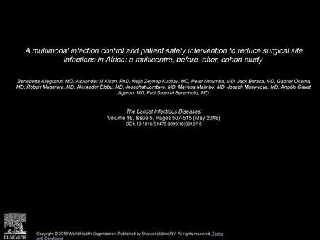 A multimodal infection control and patient safety intervention to reduce surgical site infections in Africa: a multicentre, before–after, cohort study 