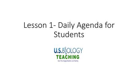 Lesson 1- Daily Agenda for Students