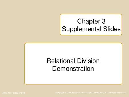 Chapter 3 Supplemental Slides