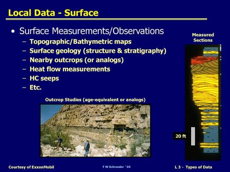 Outcrop Studies (age-equivalent or analogs)