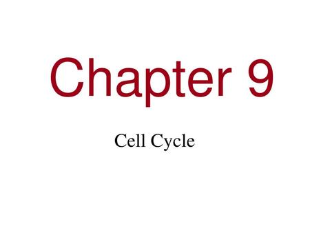 Chapter 9 Cell Cycle.