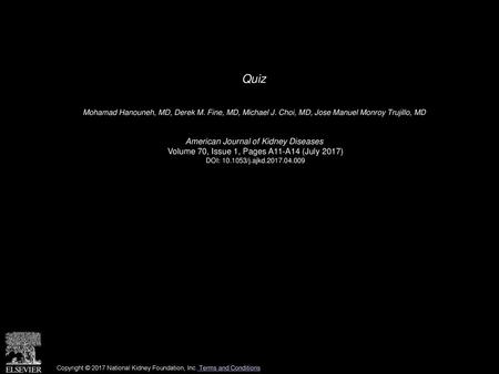 Quiz American Journal of Kidney Diseases